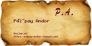 Pápay Andor névjegykártya